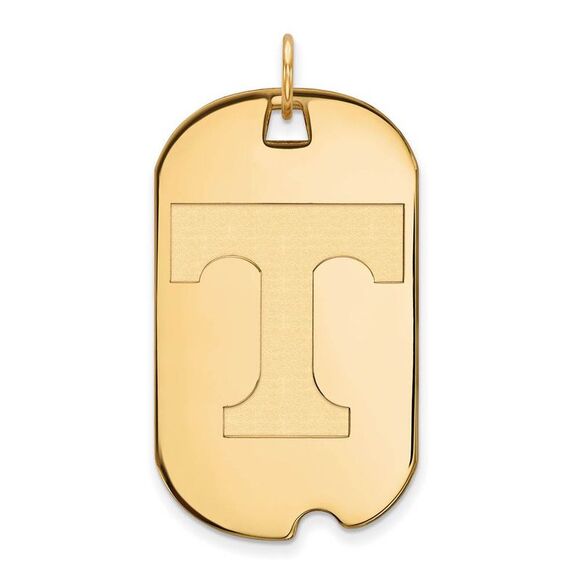 10k Yellow Gold U. of Tennessee Large Initial T Dog Tag Pendant